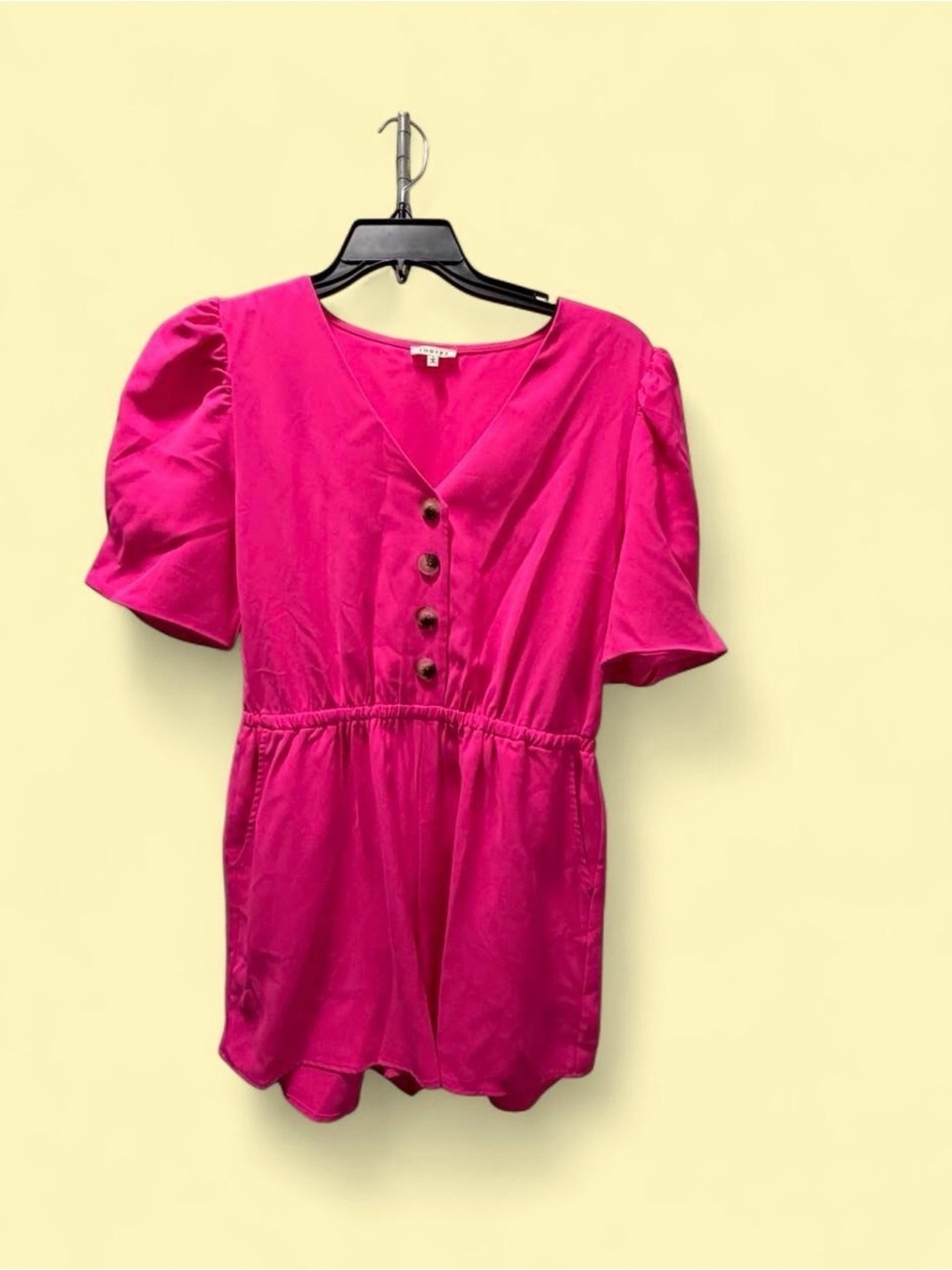 JODIFL Hot Pink Button-Front V-Neck Tunic